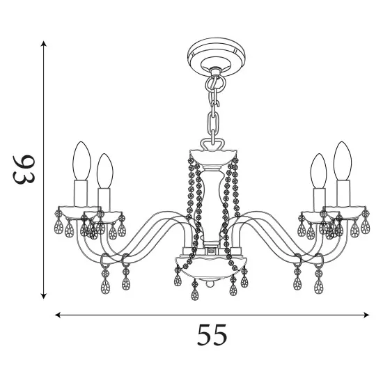Searchlight Marie Therese szürke csillár (SL-8695-5GY) E14 5 izzós IP20