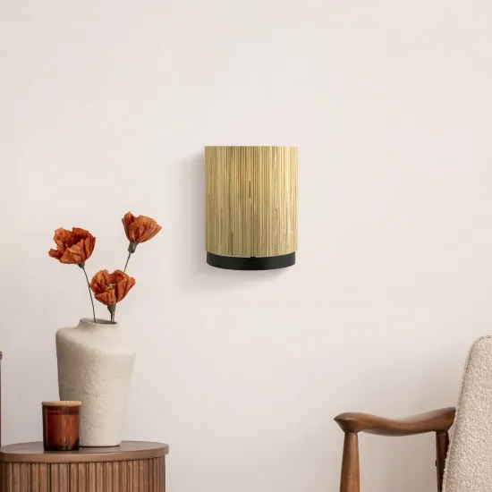 Searchlight Meadow fekete-natúr fali lámpa (SL-49714BK) E14 1 izzós IP20