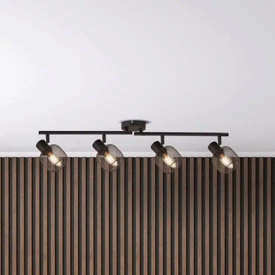 Searchlight Meshy fekete konyhai mennyezeti spotlámpa (SL-81201-4BK) E14 4 izzós IP20