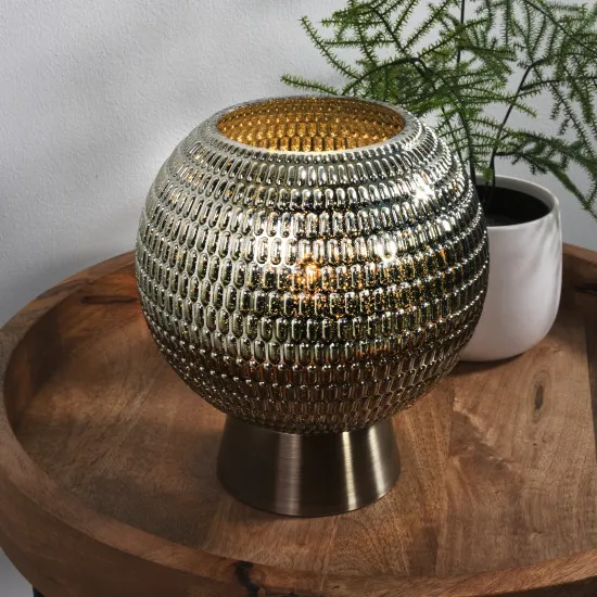 Searchlight Mila zöld-sárgaréz elemes LED asztali lámpa (SL-67008PB) LED 1 izzós IP20