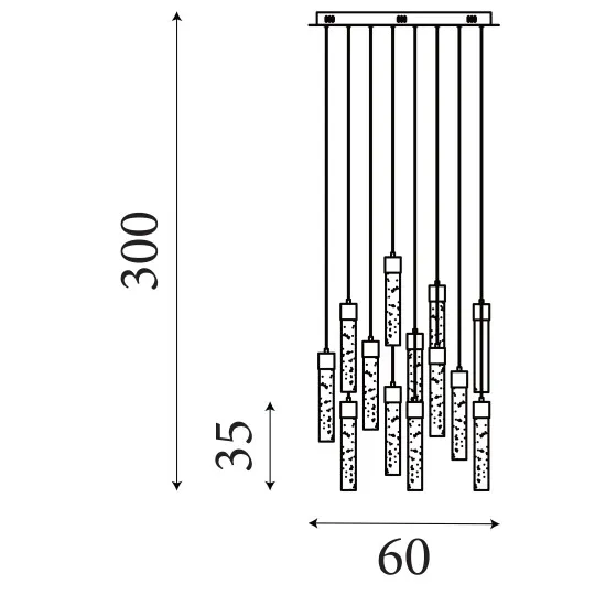 Searchlight Moonbeam fekete LED függesztett lámpa (SL-10879-13BK) LED 13 izzós IP20