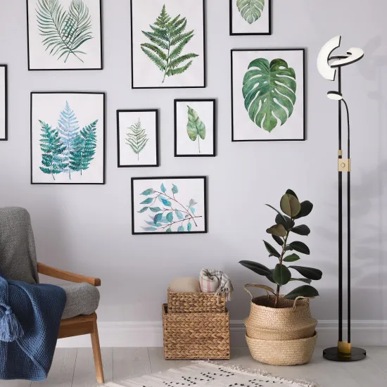 Searchlight Mother & Child fekete-sárgaréz olvasólámpás LED állólámpa (SL-1024MBSB) LED 3 izzós IP20