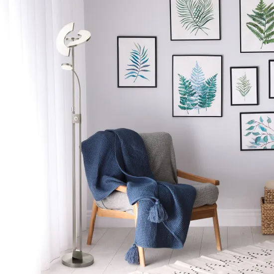 Searchlight Mother & Child nikkel-króm olvasólámpás LED állólámpa (SL-1024SNCC) LED 3 izzós IP20