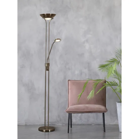 Searchlight Mother & Child antik sárgaréz olvasólámpás LED állólámpa (SL-5430AB) LED 2 izzós IP20