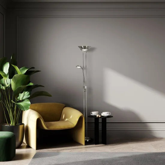 Searchlight Mother & Child ezüst olvasólámpás LED állólámpa (SL-5430SS) LED 2 izzós IP20