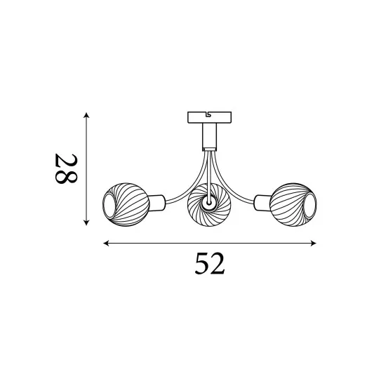 Searchlight Nova fekete-fehér mennyezeti lámpa (SL-54713-3BK) E14 3 izzós IP20