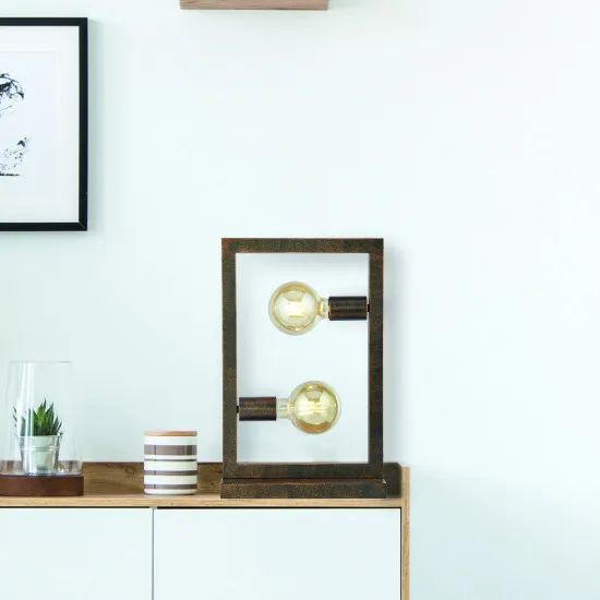 Searchlight Oblong barna asztali lámpa (SL-24101-2RU) E27 2 izzós IP20