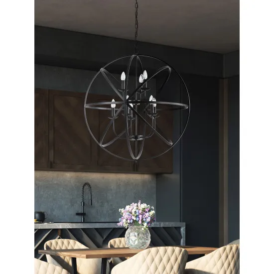 Searchlight Orbit fekete függesztett lámpa (SL-2478-8BK) E14 8 izzós IP20