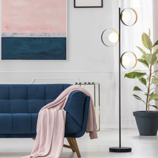 Searchlight Orbital fekete-arany állólámpa (SL-8143BGO) G9 3 izzós IP20