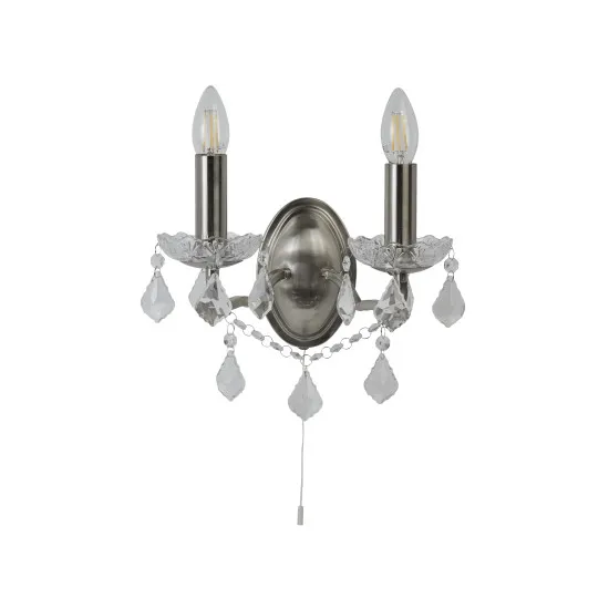 Searchlight Paris ezüst-átlátszó falikar (SL-8732-2SS) E14 2 izzós IP20