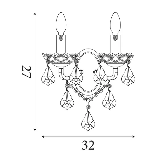 Searchlight Paris ezüst-átlátszó falikar (SL-8732-2SS) E14 2 izzós IP20