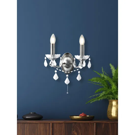 Searchlight Paris ezüst-átlátszó falikar (SL-8732-2SS) E14 2 izzós IP20