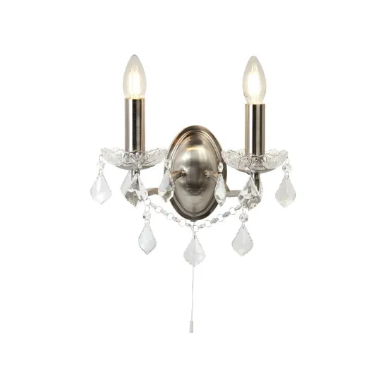 Searchlight Paris ezüst-átlátszó falikar (SL-8732-2SS) E14 2 izzós IP20