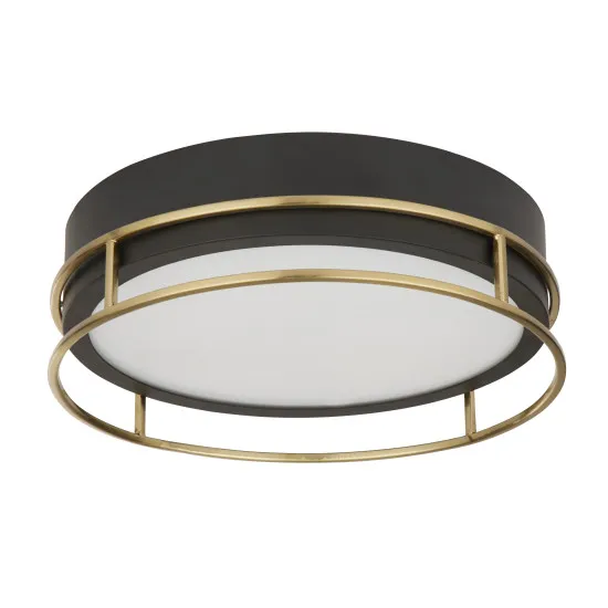 Searchlight Pheonix fekete-sárgaréz fürdőszobai mennyezeti lámpa (SL-62012-2PB) E14 2 izzós IP44