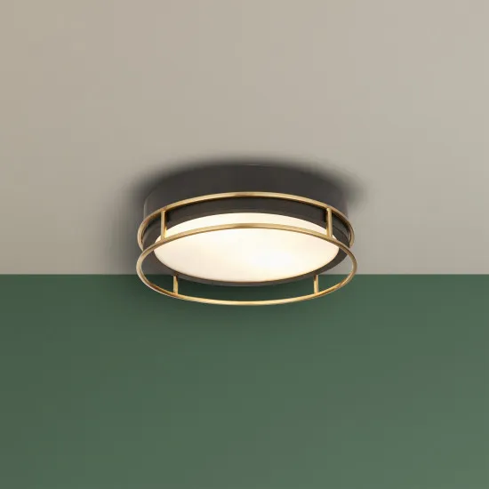 Searchlight Pheonix fekete-sárgaréz fürdőszobai mennyezeti lámpa (SL-62012-2PB) E14 2 izzós IP44