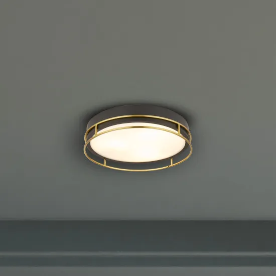 Searchlight Pheonix fekete-sárgaréz fürdőszobai mennyezeti lámpa (SL-62013-3PB) E14 3 izzós IP44