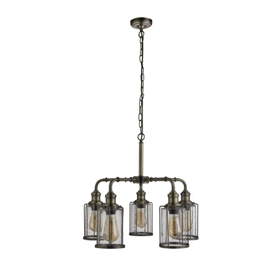 Searchlight Pipes bronz-átlátszó függesztett lámpa (SL-1265-5AB) E27 5 izzós IP20