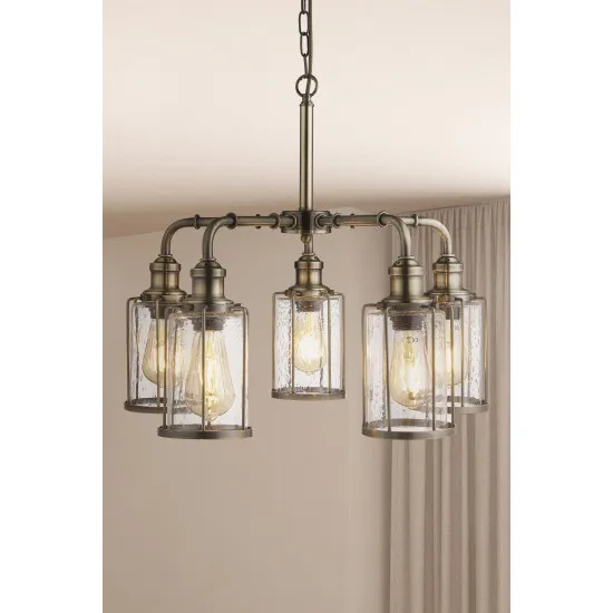 Searchlight Pipes bronz-átlátszó függesztett lámpa (SL-1265-5AB) E27 5 izzós IP20