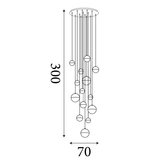Searchlight Planets króm-többszínű LED függesztett lámpa (SL-4514-14) LED 14 izzós IP20