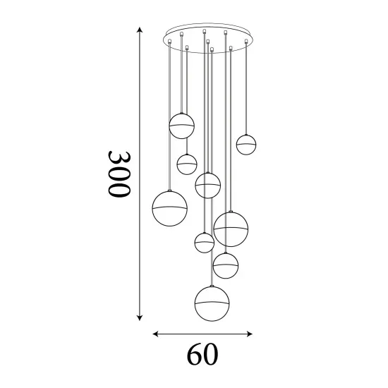 Searchlight Planets króm-többszínű LED függesztett lámpa (SL-4519-9) LED 9 izzós IP20
