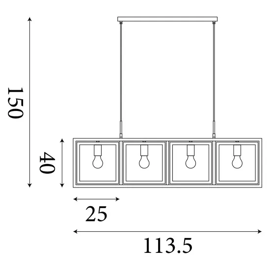 Searchlight Plaza fekete függesztett lámpa (SL-23203-4BK) E27 4 izzós IP20