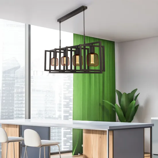 Searchlight Plaza fekete függesztett lámpa (SL-23203-4BK) E27 4 izzós IP20