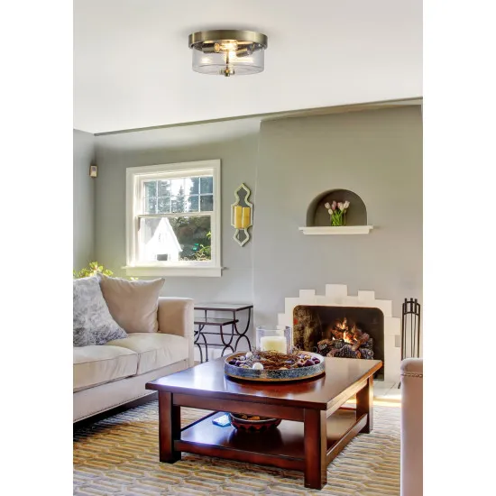 Searchlight Preston sárgaréz fürdőszobai mennyezeti lámpa (SL-66210-2AB) E27 2 izzós IP44