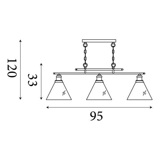 Searchlight Pyramid sárgaréz-átlátszó függesztett lámpa (SL-1277-3AB) E27 3 izzós IP20
