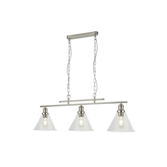 Searchlight Pyramid króm-átlátszó konyhai függesztett lámpa (SL-1277-3SS) E27 3 izzós IP20