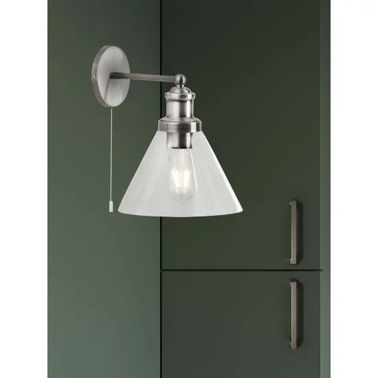 Searchlight Pyramid ezüst-átlátszó falikar (SL-1277SS) E27 1 izzós IP20