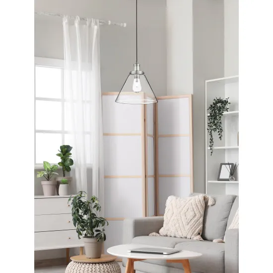 Searchlight Pyramid ezüst-átlátszó függesztett lámpa (SL-3228SS) E27 1 izzós IP20