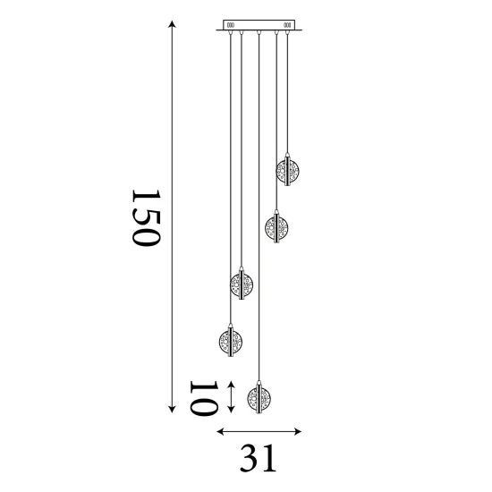 Searchlight Quartz króm-átlátszó LED függesztett lámpa (SL-28701-5CC) LED 5 izzós IP20