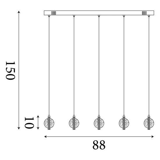 Searchlight Quartz króm-átlátszó LED függesztett lámpa (SL-28702-5CC) LED 5 izzós IP20