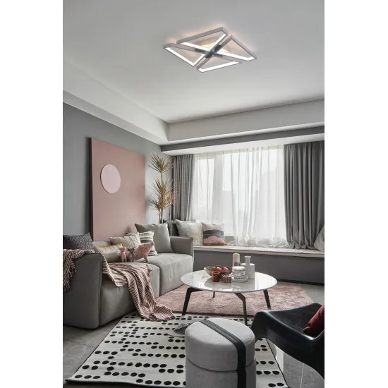 Searchlight Quatro ezüst LED mennyezeti lámpa (SL-36520SI) LED 1 izzós IP20