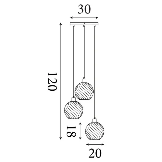 Searchlight Radiance arany-pezsgő függesztett lámpa (SL-44520-3CP) E27 3 izzós IP20