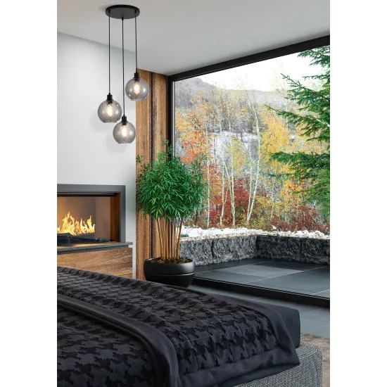 Searchlight Radiance fekete-füstszínű függesztett lámpa (SL-44520-3SM) E27 3 izzós IP20