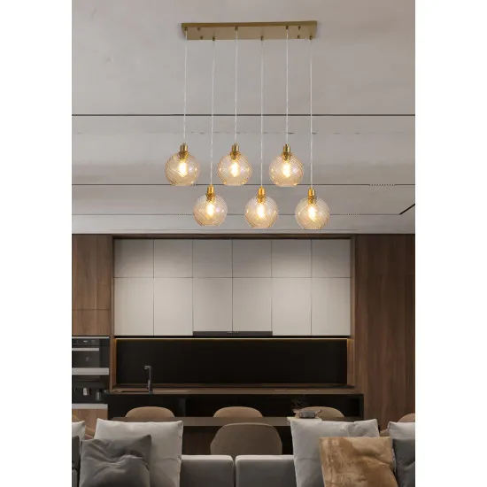 Searchlight Radiance arany-pezsgő függesztett lámpa (SL-44520-6CP) E27 6 izzós IP20