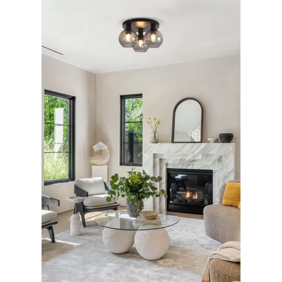 Searchlight Radiance fekete-füstszínű mennyezeti lámpa (SL-44521SM) E27 3 izzós ip20