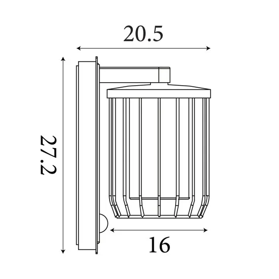 Searchlight Reed fekete kültéri falikar (SL-44610BK-PIR) E27 1 izzós IP44
