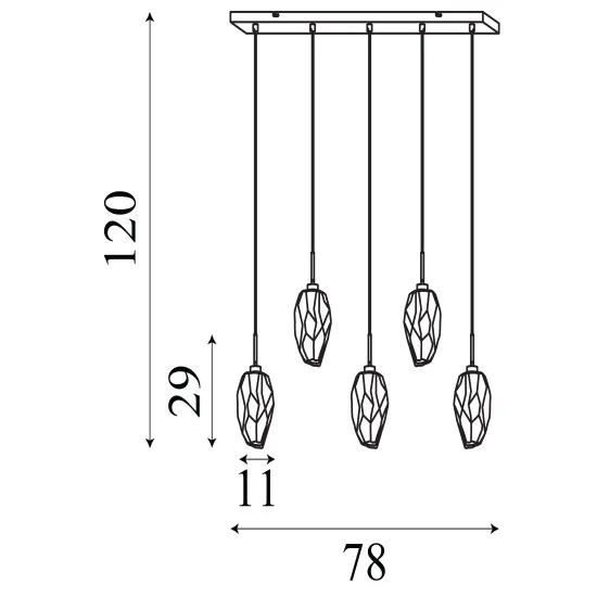 Searchlight Rocky sárgaréz-fehér függesztett lámpa (SL-23145-5SB) G9 5 izzós IP20