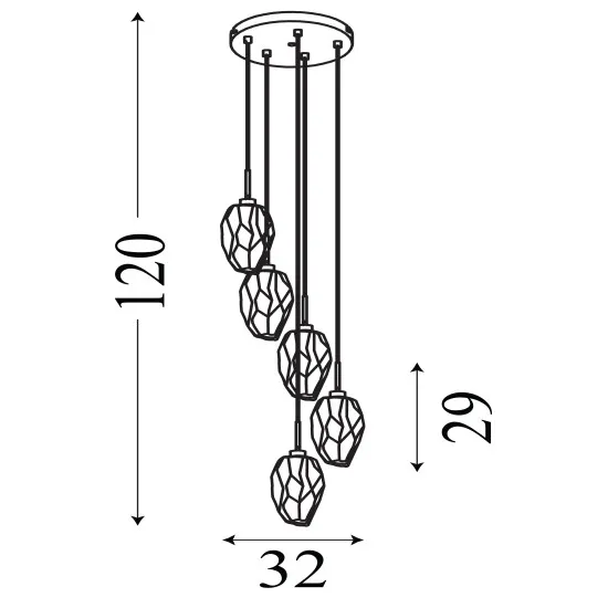 Searchlight Rocky sárgaréz-fehér függesztett lámpa (SL-23146-5SB) G9 5 izzós IP20
