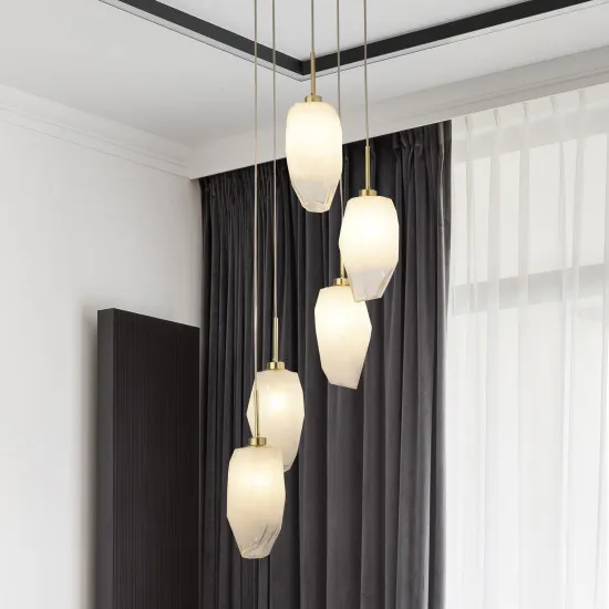 Searchlight Rocky sárgaréz-fehér függesztett lámpa (SL-23146-5SB) G9 5 izzós IP20