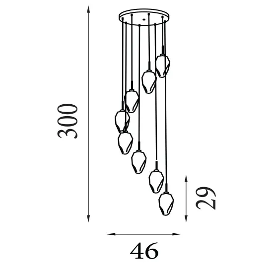 Searchlight Rocky sárgaréz-fehér függesztett lámpa (SL-23147-8SB) G9 8 izzós IP20