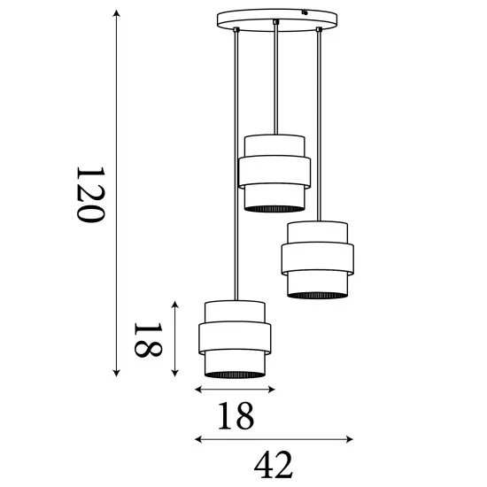 Searchlight Royal homokszínű függesztett lámpa (SL-82433-3SA) E27 3 izzós IP20