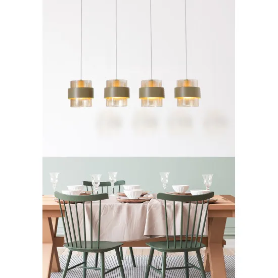 Searchlight Royal homokszínű függesztett lámpa (SL-82434-4SA) E27 4 izzós IP20