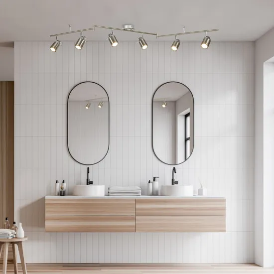 Searchlight Samson ezüst fürdőszobai mennyezeti spotlámpa (SL-6606SS) GU10 6 izzós IP44