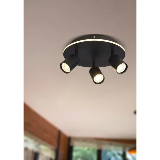 Searchlight San Diego fekete-fehér LED mennyezeti spotlámpa (SL-77230-3BK) GU10+LED 3 izzós IP20
