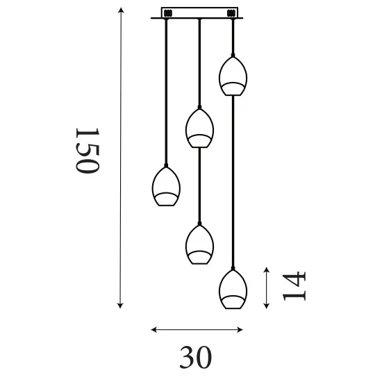 Searchlight Seeds kávébarna LED függesztett lámpa (SL-11141-5LT) LED 5 izzós IP20