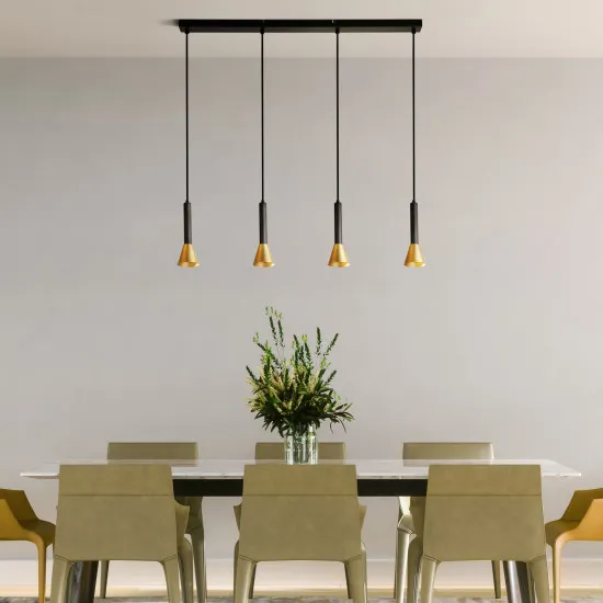 Searchlight Signal fekete-arany függesztett lámpa (SL-13611-4BGO) GU10 4 izzós IP20