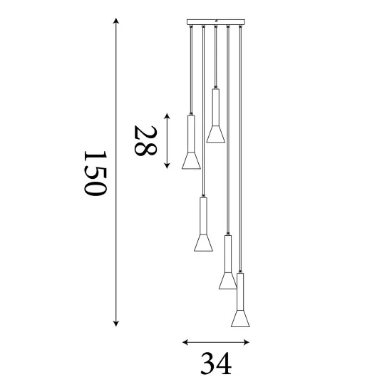Searchlight Signal fekete-arany függesztett lámpa (SL-13611-5BGO) GU10 5 izzós IP20